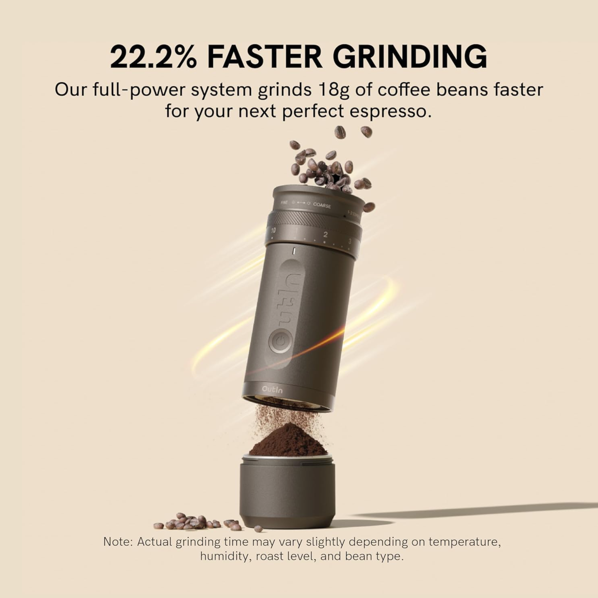 OUTIN Fino Portable Electric Coffee Grinder – Tundra Brown