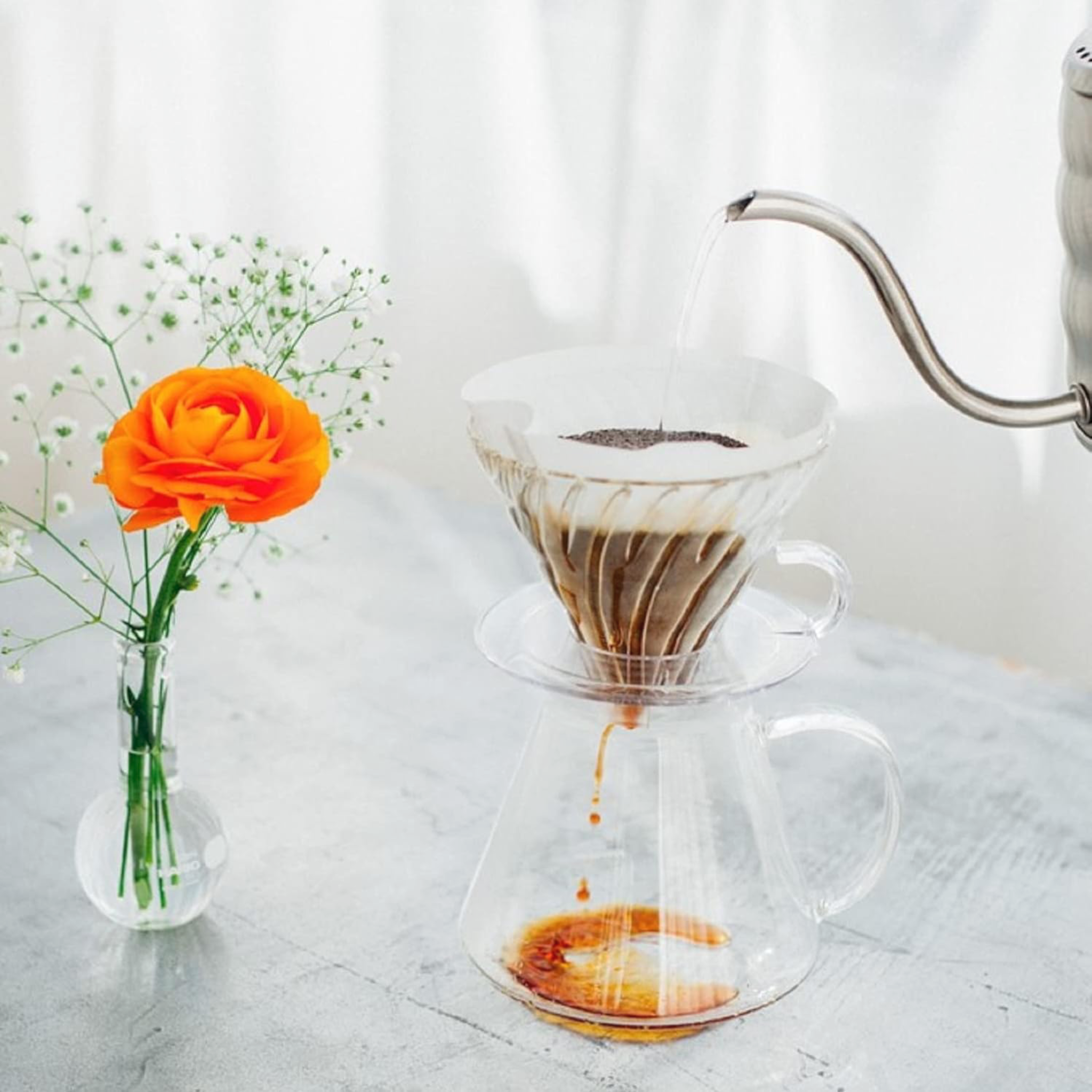 Hario V60 Glass Pour Over Brewing Kit, Size 02 – Clear