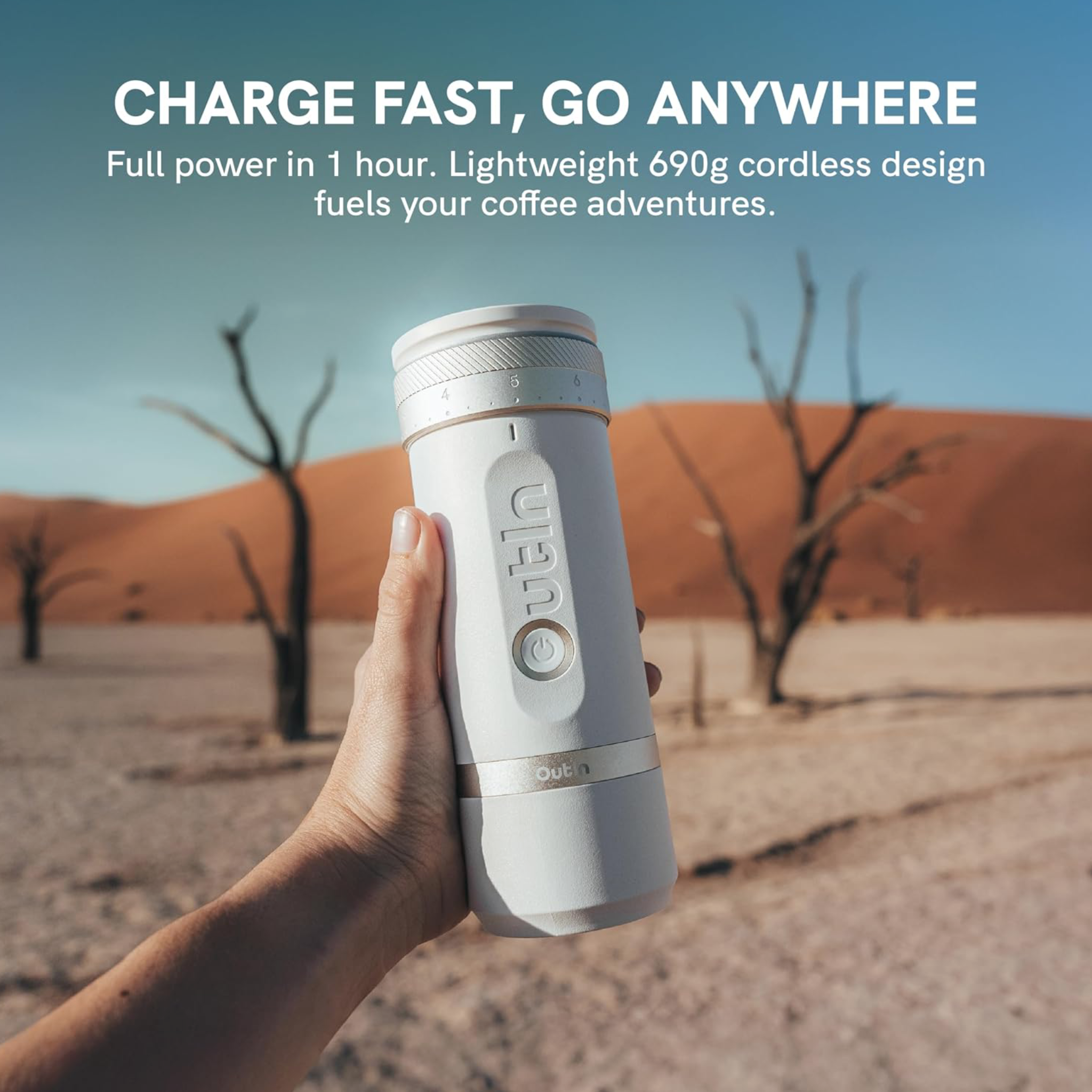 OUTIN Fino Portable Electric Coffee Grinder – Tundra Brown