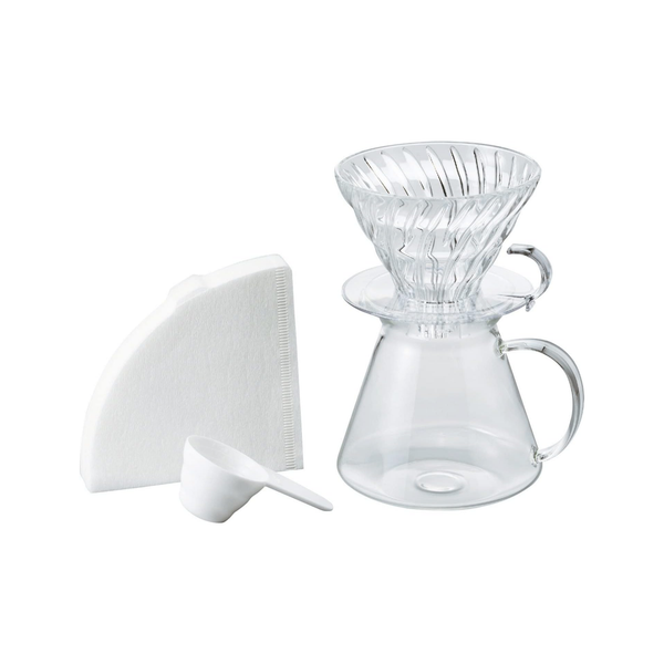 Hario V60 Glass Pour Over Brewing Kit, Size 02 – Clear